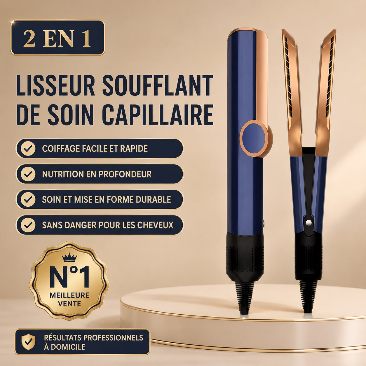 Lisseur & Sèche-Cheveux 2-en-1